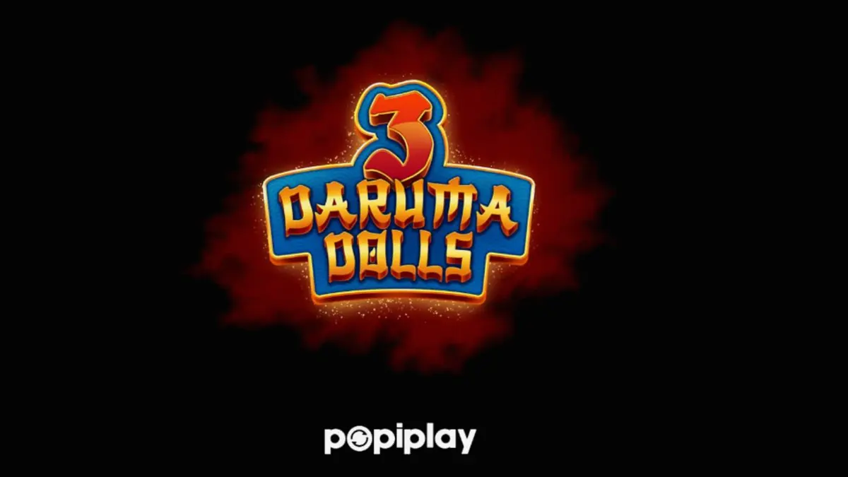 Tampilan visual slot 3 Daruma Dolls dengan latar belakang kuil Jepang dan boneka Daruma
